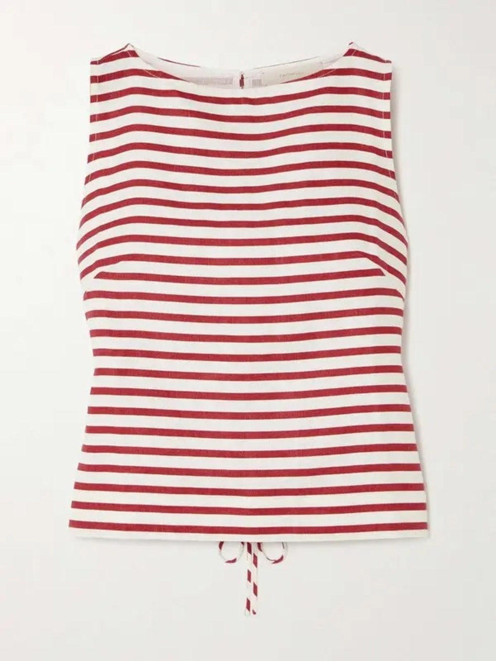 FAITHFULL THE BRAND Kelly Striped Linen Tank Top Red Cream Size 6